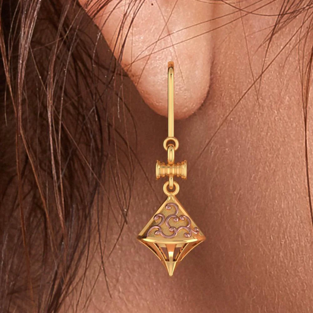 18k Stunning Gold Earrings With Elegant Yellow Gold Work - Image 5