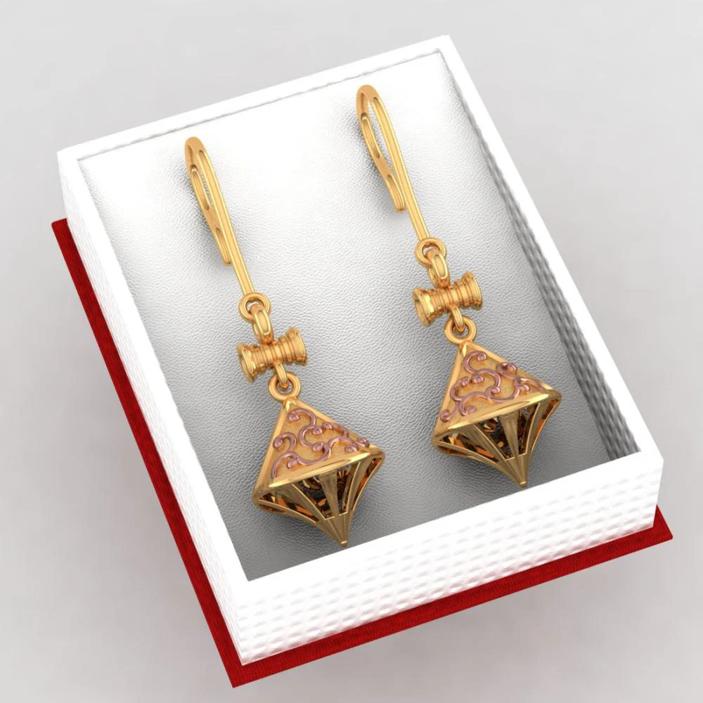 18k Stunning Gold Earrings With Elegant Yellow Gold Work - Image 6