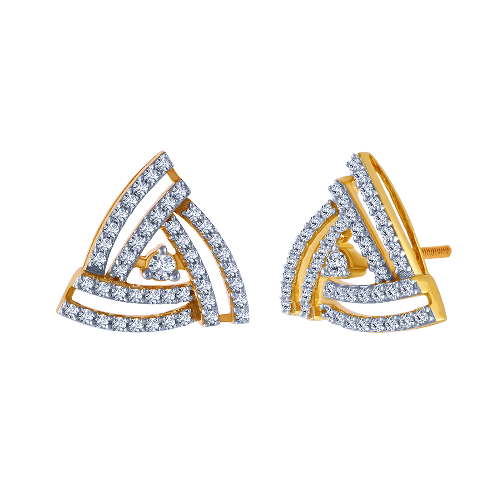 18k Triangle Shaped Diamond Stud Earrings - Image 2