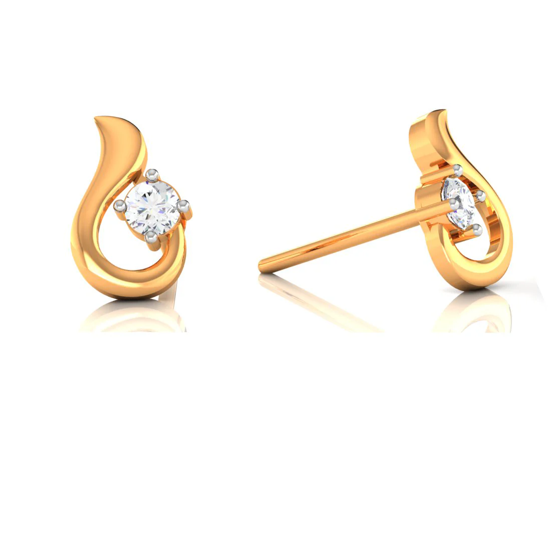 18k Unique Designed Diamond Gold Earrings - Image 3