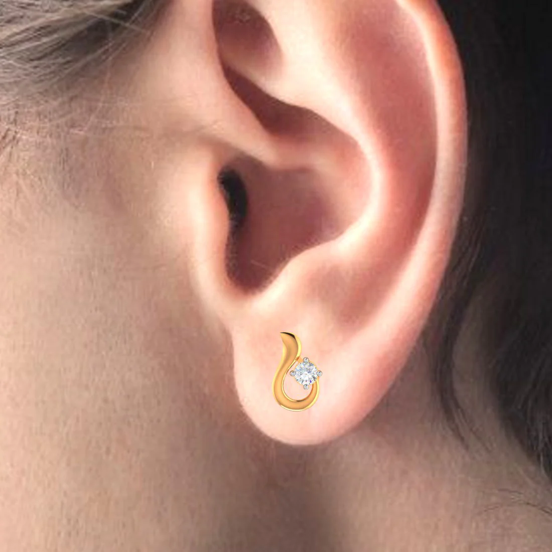 18k Unique Designed Diamond Gold Earrings - Image 5