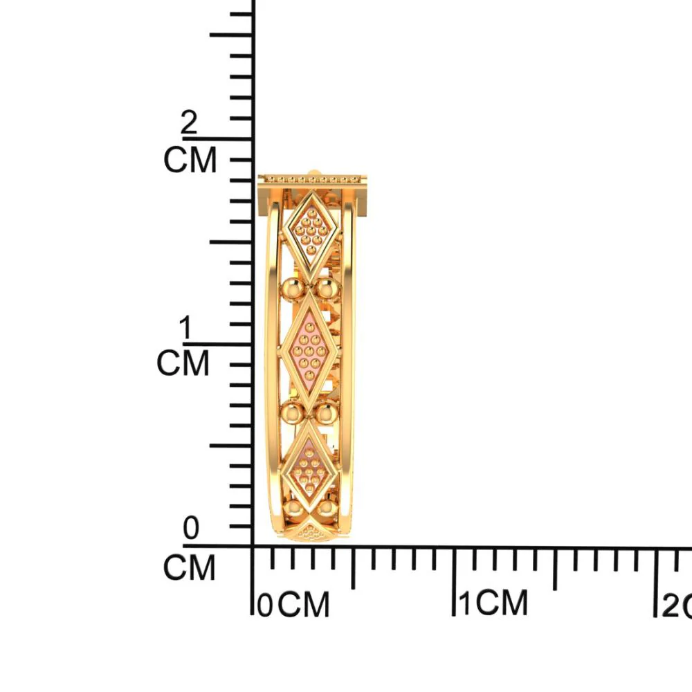 18k Unique Gold Earrings With A Series Of Diamond Shaped Design - Image 4
