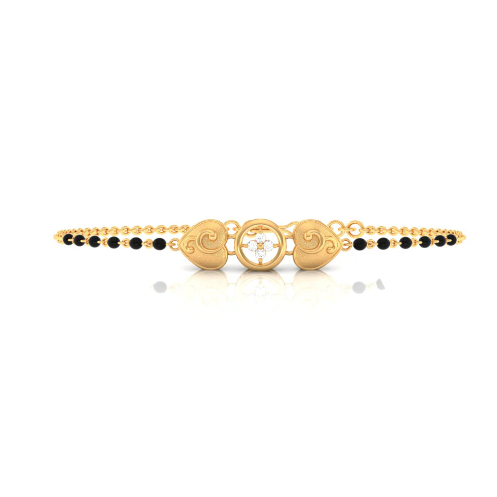 18k Unique Gold Mangalsutra Bracelet With Four Diamonds From Pc Chandra Diamond Mangalsutra Collection - Image 3