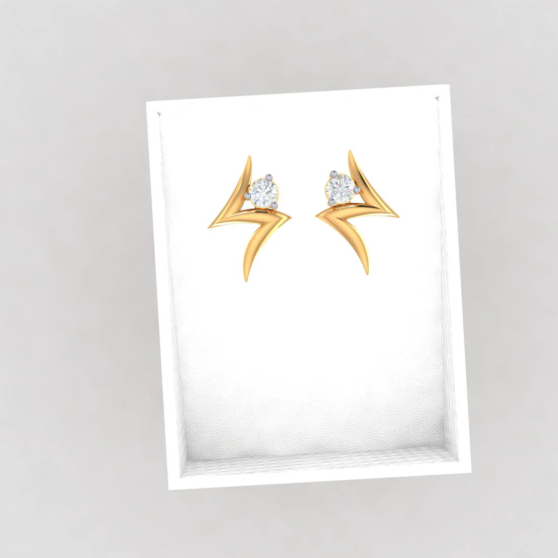 18k Z-shape Gold Earrings With Diamonds - Image 6