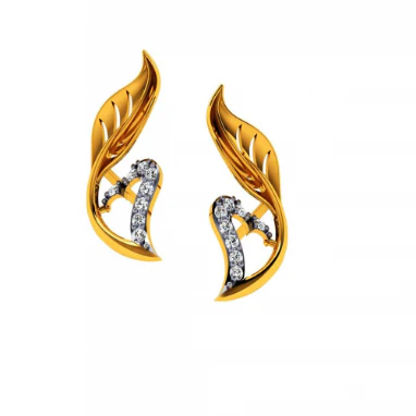 18KT (585) Yellow Gold And Diamond Earrings For Women - Image 4