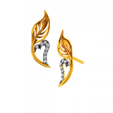 18KT (585) Yellow Gold And Diamond Earrings For Women - Image 6