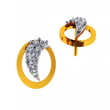 18KT (585) Yellow Gold And Diamond Earrings For Women - Image 5