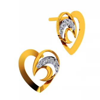 18KT (585) Yellow Gold And Diamond Earrings For Women - Image 2
