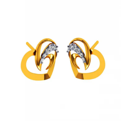 18KT (585) Yellow Gold And Diamond Earrings For Women - Image 6