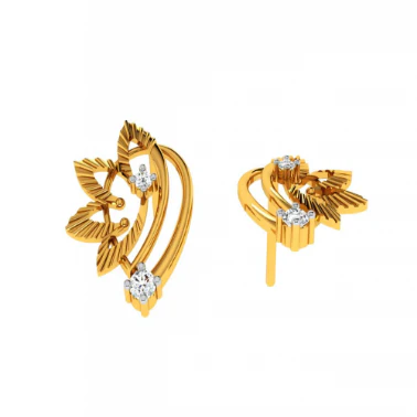 18KT (585) Yellow Gold And Diamond Earrings For Women - Image 8