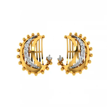 18KT (585) Yellow Gold And Diamond Earrings For Women - Image 2