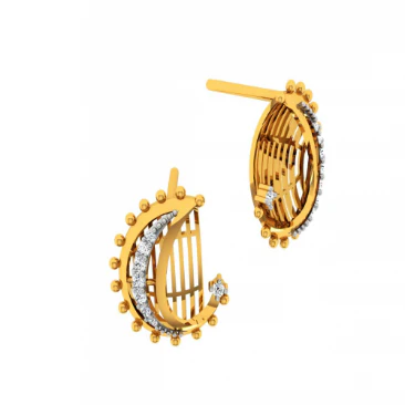 18KT (585) Yellow Gold And Diamond Earrings For Women - Image 4