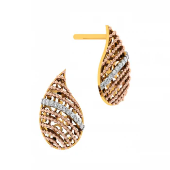 18KT (585) Yellow Gold And Diamond Earrings For Women - Image 2