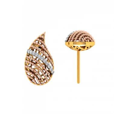 18KT (585) Yellow Gold And Diamond Earrings For Women - Image 3