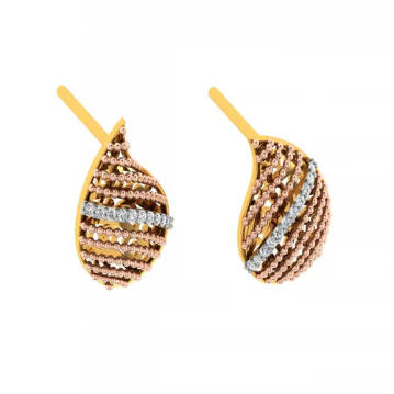 18KT (585) Yellow Gold And Diamond Earrings For Women - Image 4