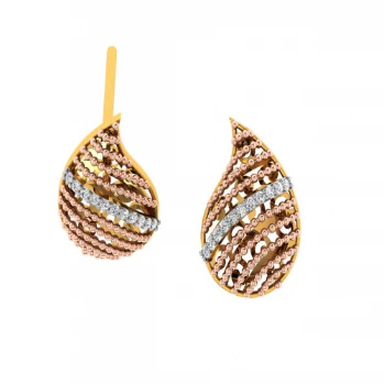 18KT (585) Yellow Gold And Diamond Earrings For Women - Image 5