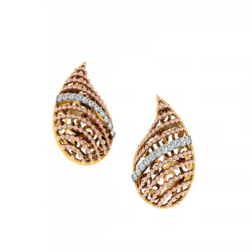18KT (585) Yellow Gold And Diamond Earrings For Women - Image 8