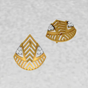 18KT (585) Yellow Gold And Diamond Earrings For Women - Image 4