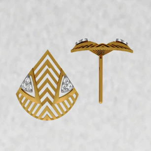 18KT (585) Yellow Gold And Diamond Earrings For Women - Image 6