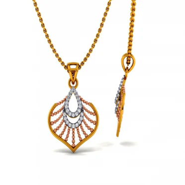 18KT (585) Yellow Gold And Diamond Pendant For Women - Image 2