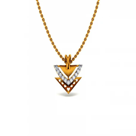 18KT (585) Yellow Gold And Diamond Pendant For Women