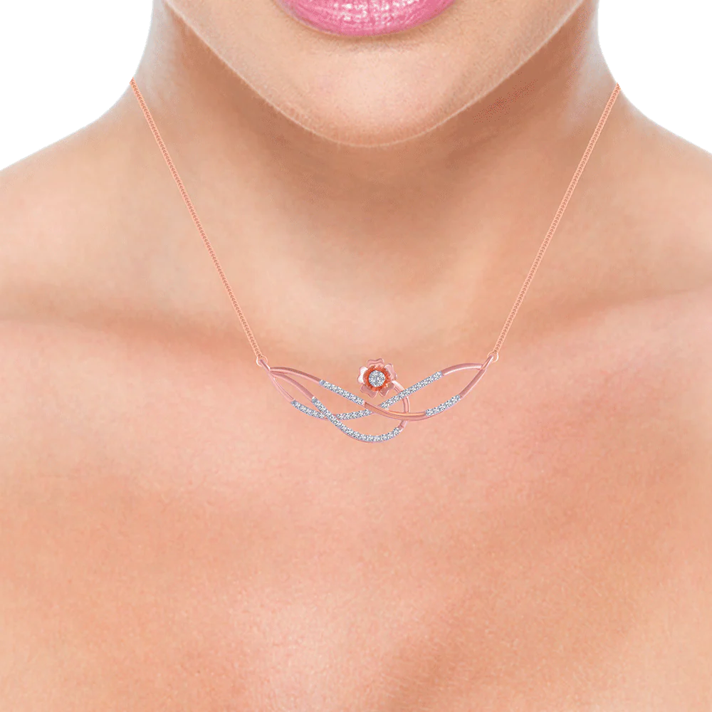 18KT (750) Rose Gold And Diamond Pendant For Women - Image 2