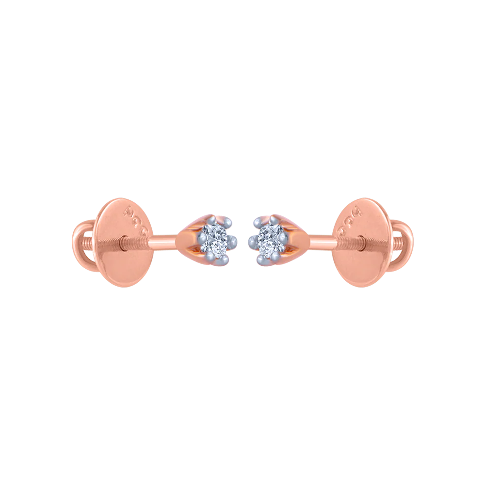18KT (750) Rose Gold And Diamond Stud Earrings For Women - Image 3