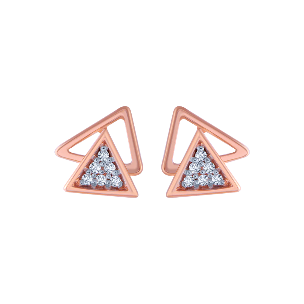 18KT (750) Rose Gold And Diamond Stud Earrings For Women