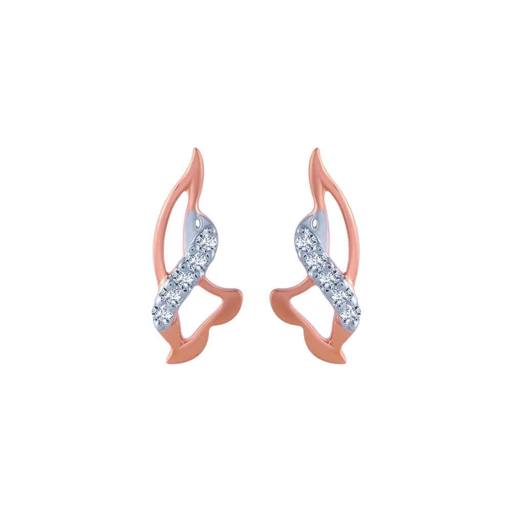 18KT (750) Rose Gold And Diamond Stud Earrings For Women