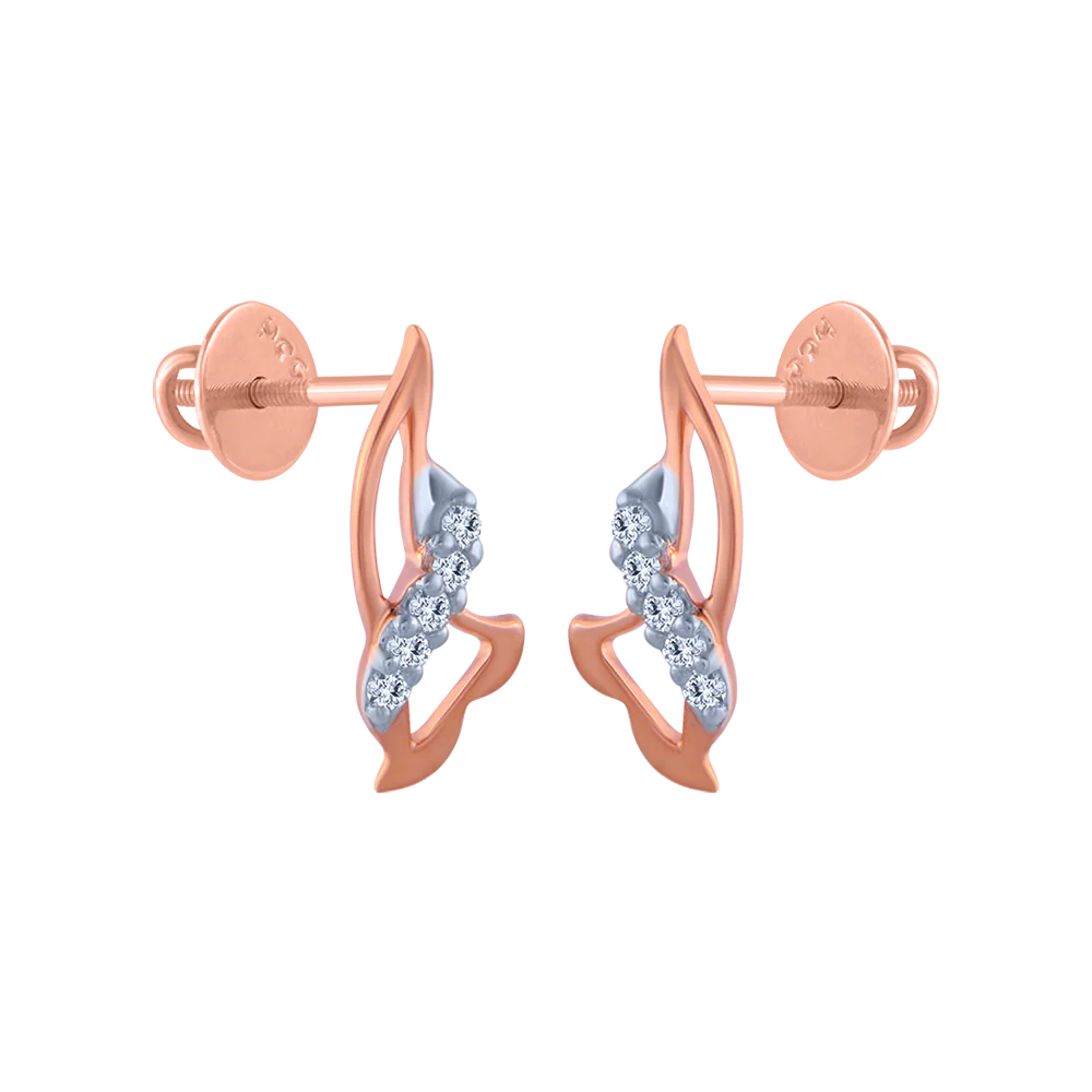 18KT (750) Rose Gold And Diamond Stud Earrings For Women - Image 3