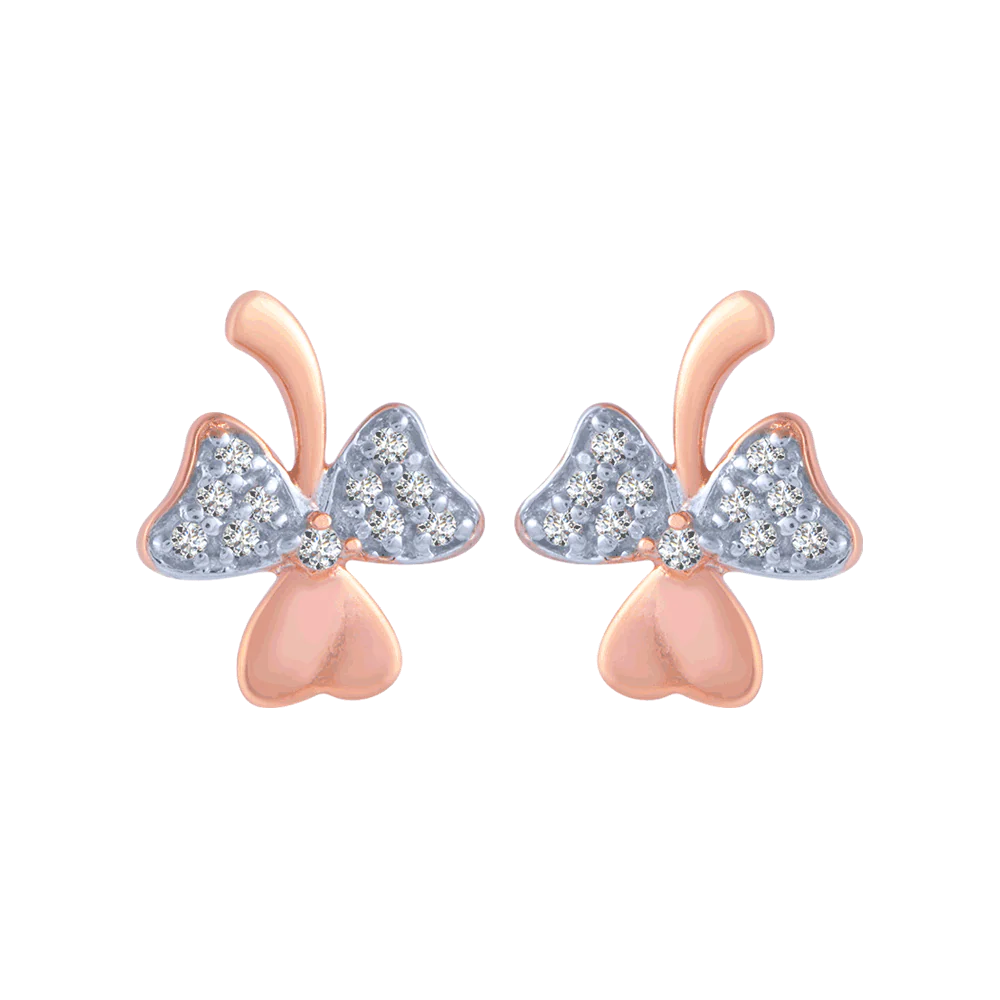 18KT (750) Rose Gold And Diamond Stud Earrings For Women