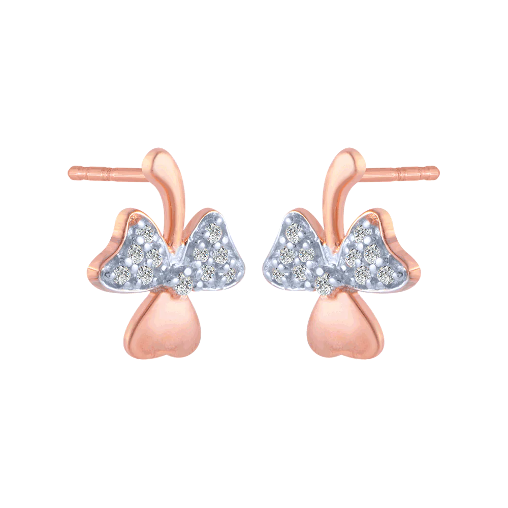 18KT (750) Rose Gold And Diamond Stud Earrings For Women - Image 3