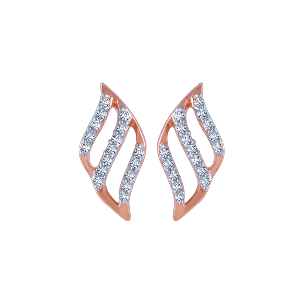 18KT (750) Rose Gold And Diamond Stud Earrings For Women