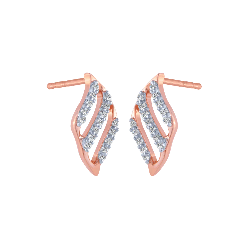 18KT (750) Rose Gold And Diamond Stud Earrings For Women - Image 3