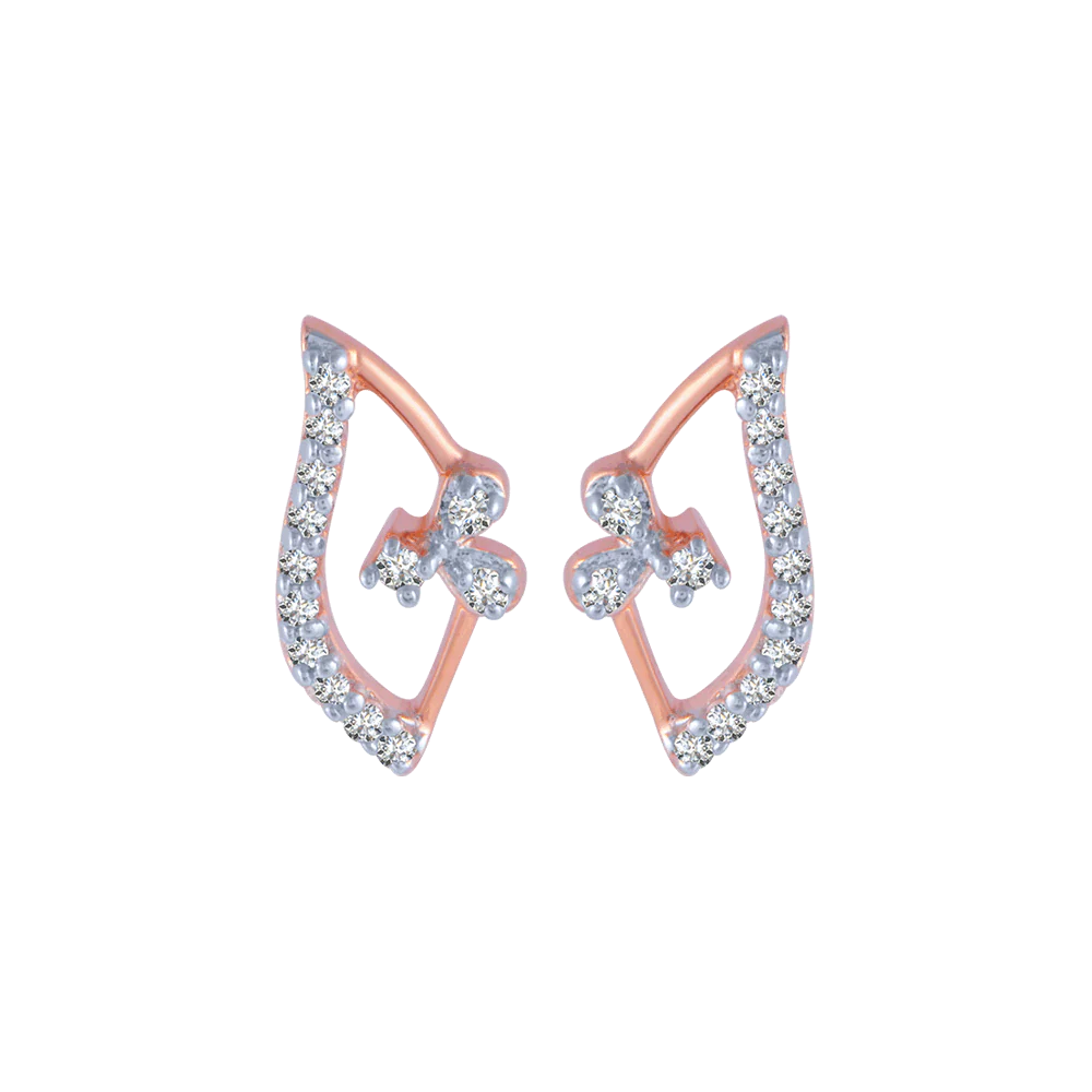 18KT (750) Rose Gold And Diamond Stud Earrings For Women