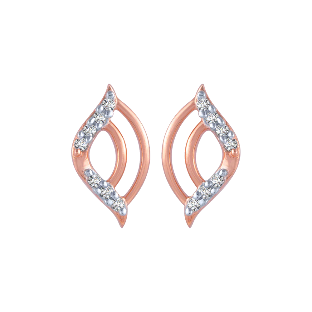 18KT (750) Rose Gold And Diamond Stud Earrings For Women