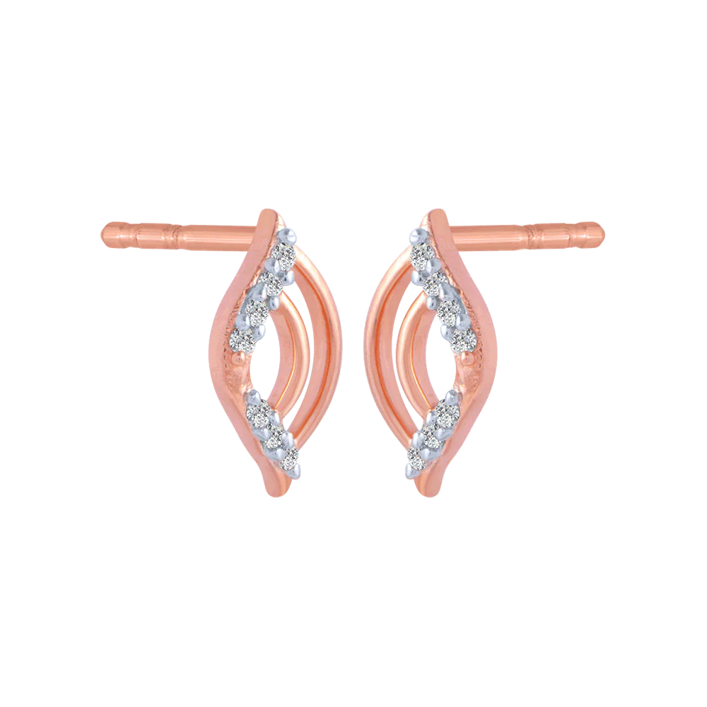 18KT (750) Rose Gold And Diamond Stud Earrings For Women - Image 3