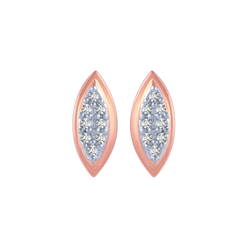 18KT (750) Rose Gold And Diamond Stud Earrings For Women