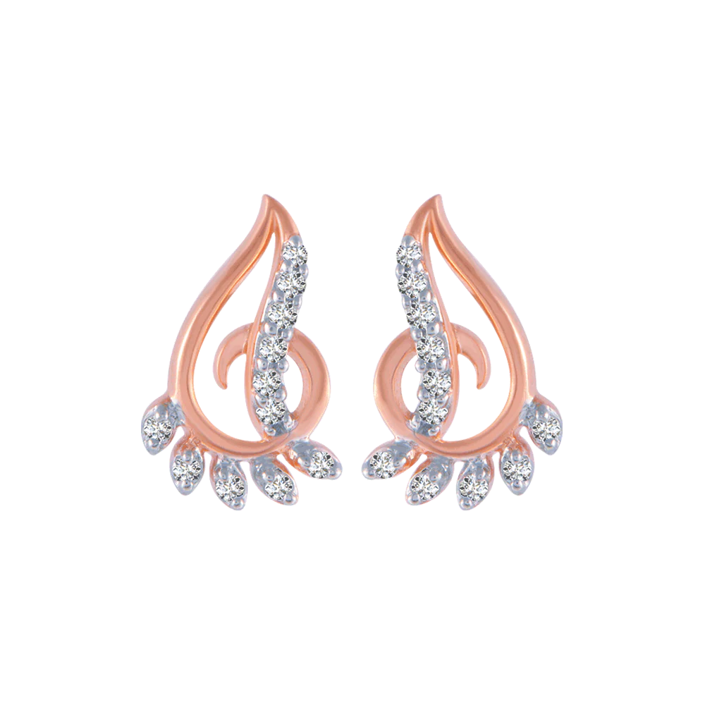 18KT (750) Rose Gold And Diamond Stud Earrings For Women