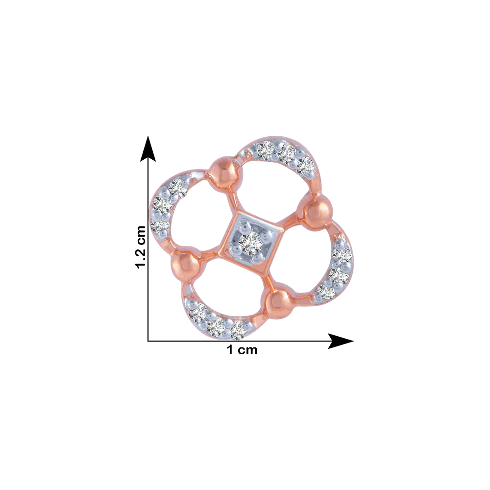 18KT (750) Rose Gold And Diamond Stud Earrings For Women - Image 4
