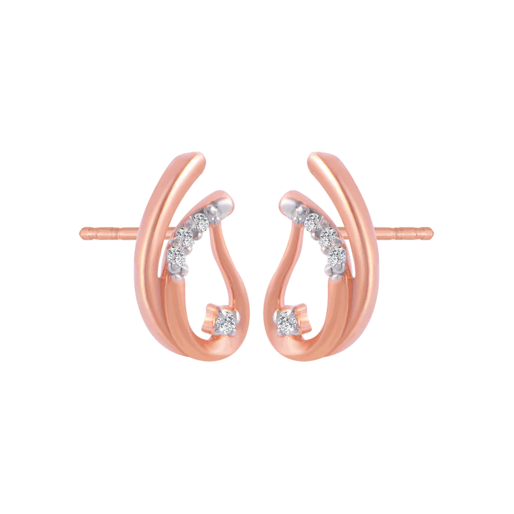 18KT (750) Rose Gold And Diamond Stud Earrings For Women - Image 3