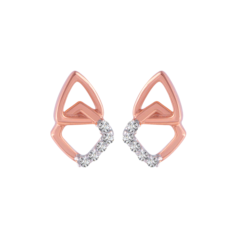 18KT (750) Rose Gold And Diamond Stud Earrings For Women