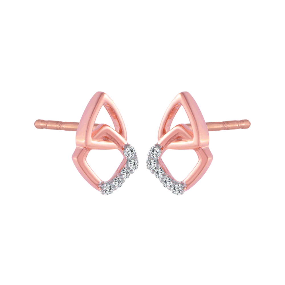 18KT (750) Rose Gold And Diamond Stud Earrings For Women - Image 3