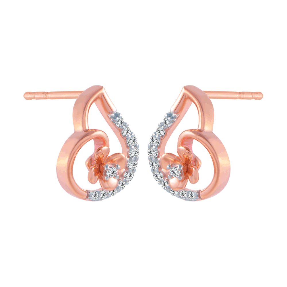 18KT (750) Rose Gold And Diamond Stud Earrings For Women - Image 2
