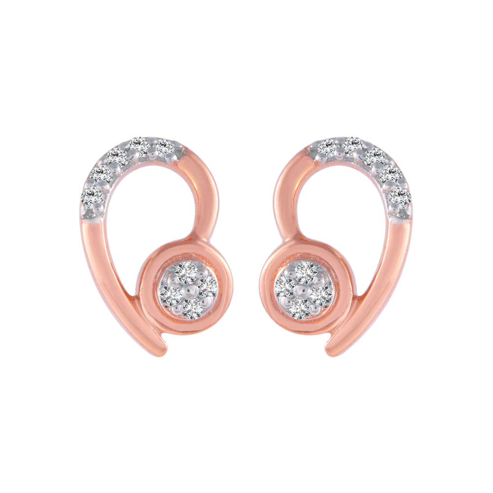 18KT (750) Rose Gold And Diamond Stud Earrings For Women