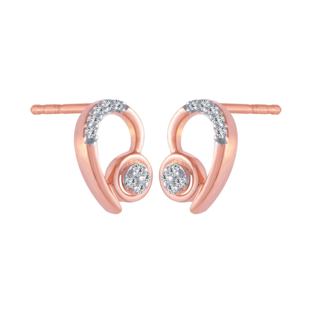 18KT (750) Rose Gold And Diamond Stud Earrings For Women - Image 3