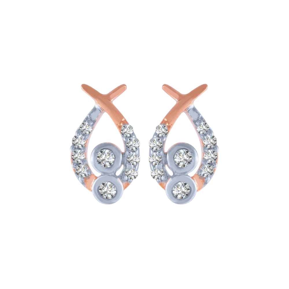 18KT (750) Rose Gold And Diamond Stud Earrings For Women