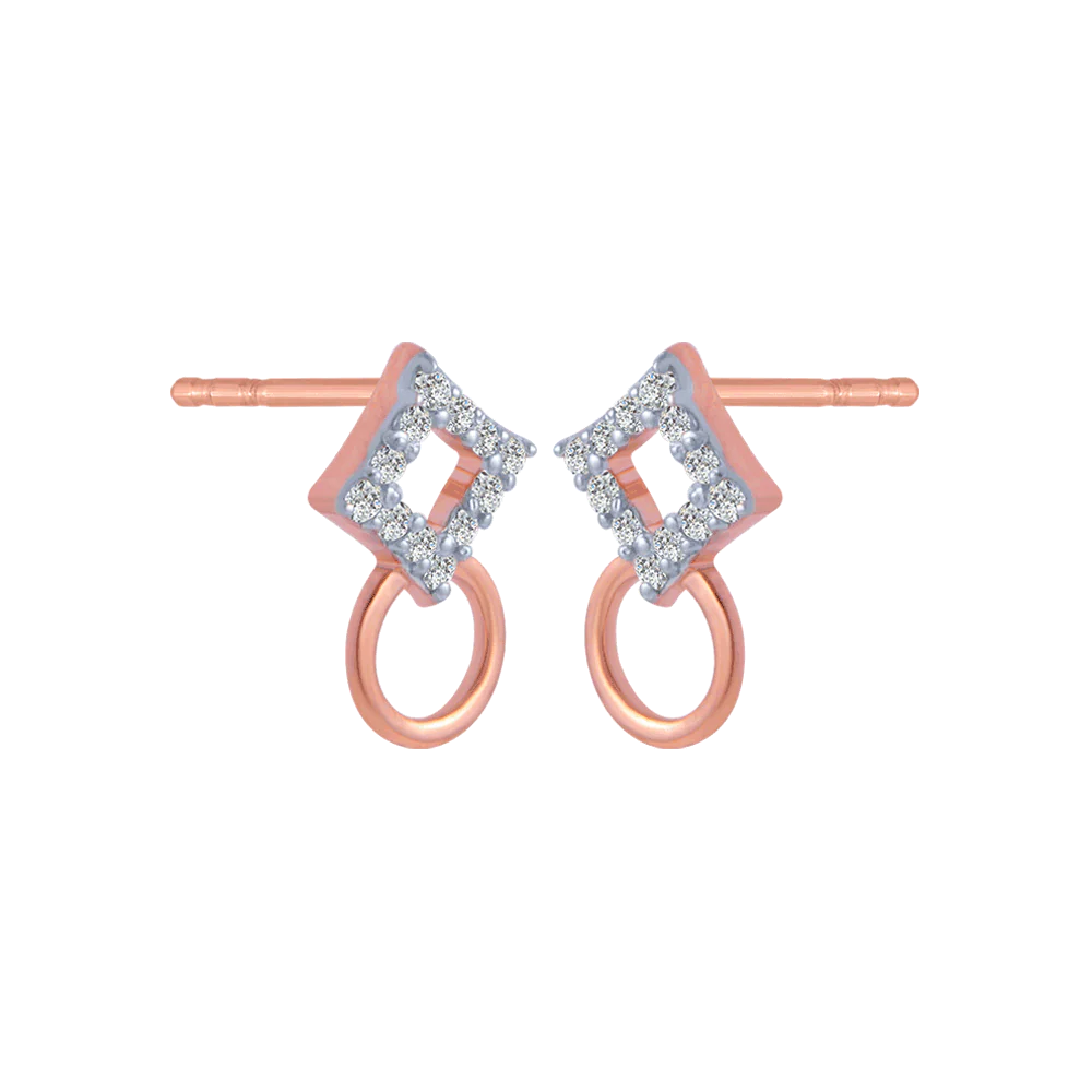 18KT (750) Rose Gold And Diamond Stud Earrings For Women - Image 3