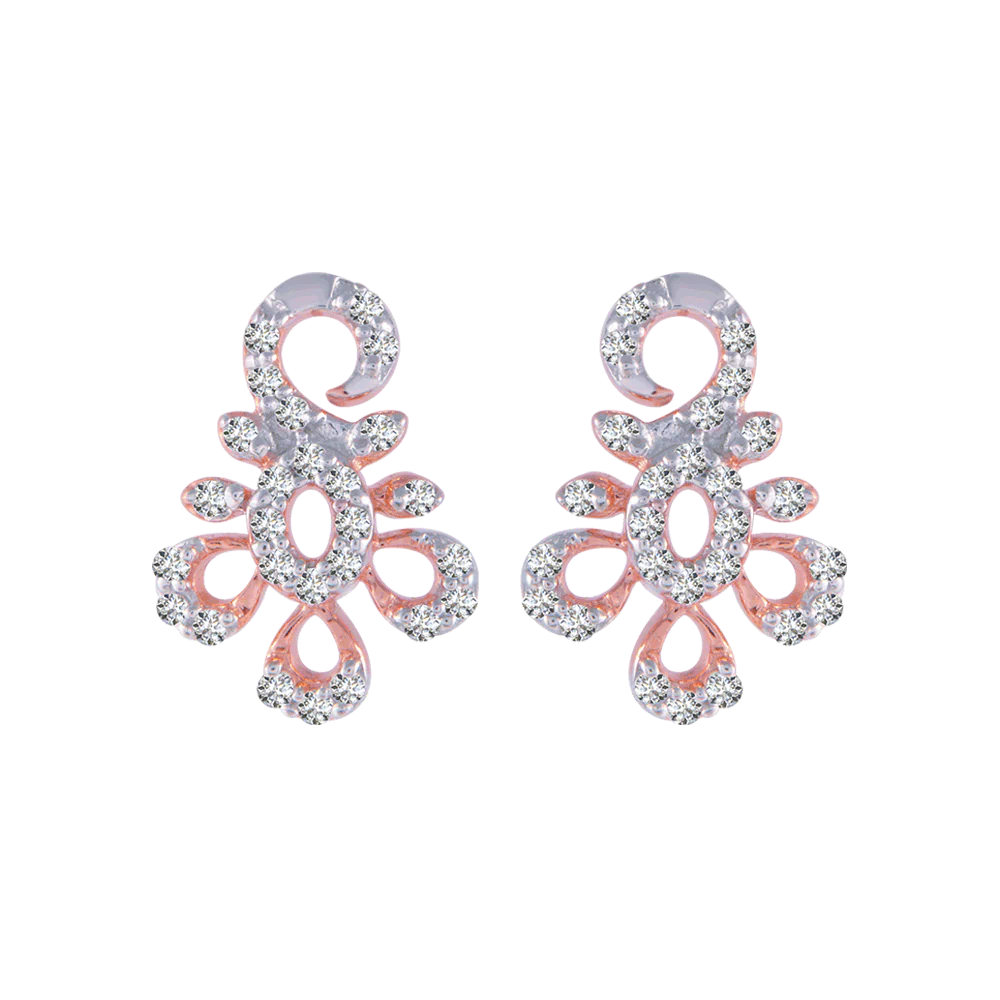 18KT (750) Rose Gold And Diamond Stud Earrings For Women