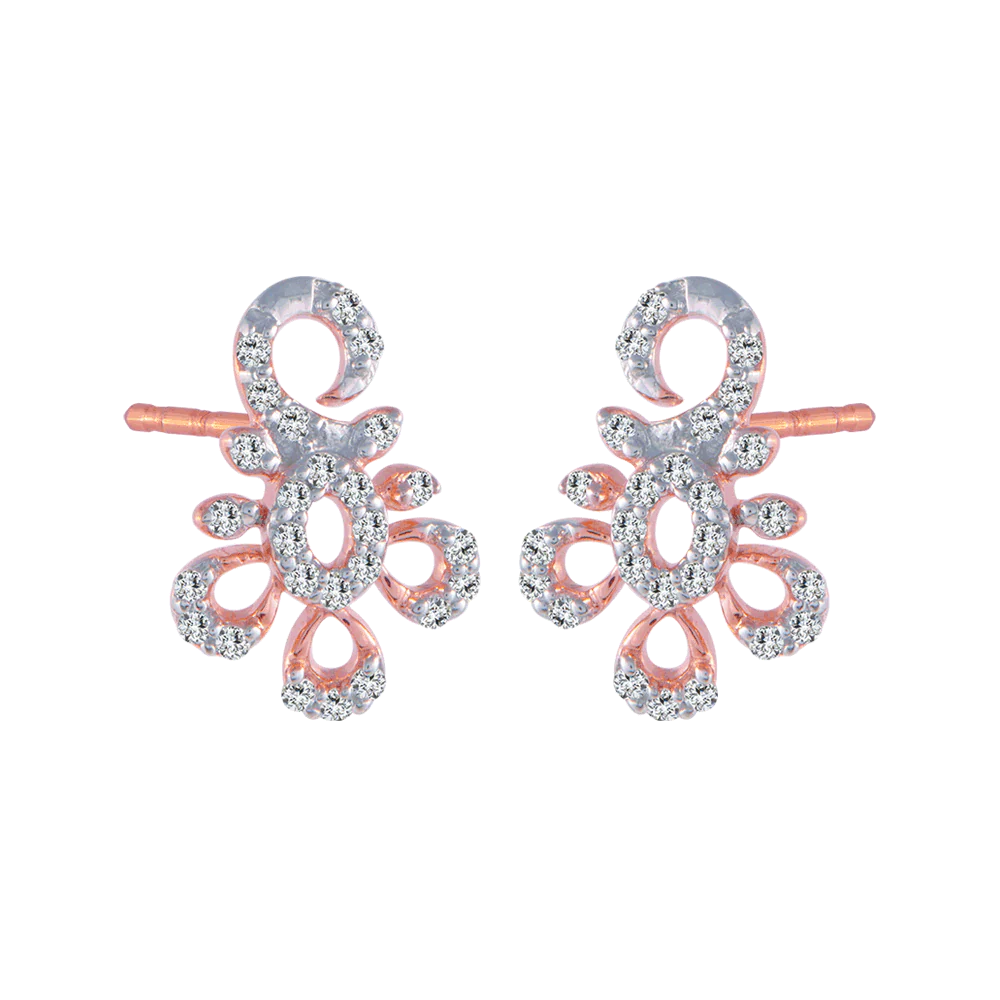 18KT (750) Rose Gold And Diamond Stud Earrings For Women - Image 3